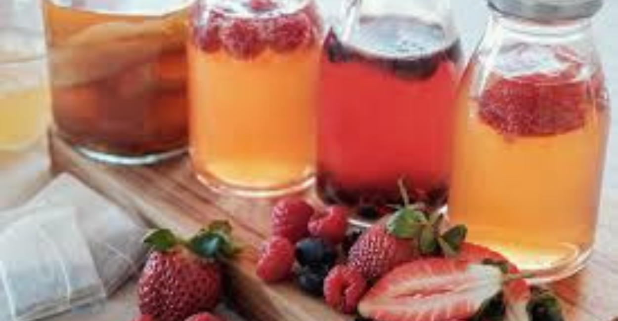 Kombucha com frutas tropicais