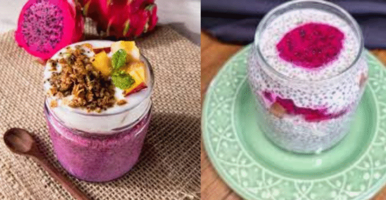 Pudim de chia com calda de pitaya