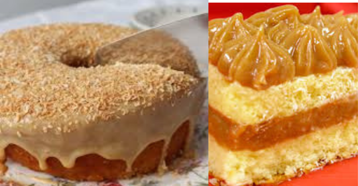 Bolo de coco com recheio de doce de leite