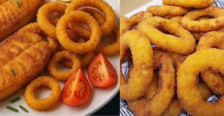 Peixe frito com Anel de cebola